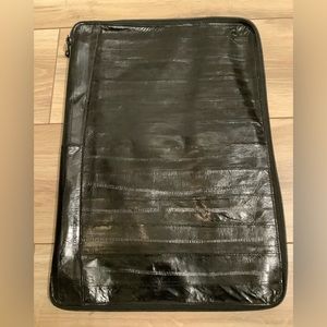 NEW EDC Eelskin & Suede leather Portfolio clamshell organizer